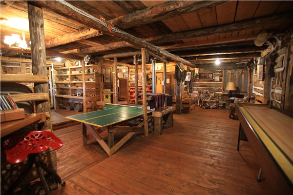 Games Room in Old Log Barn at Historic Reesor Ranch.