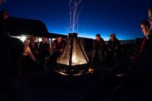 Evening campfire at the Old Log Barn Historic Reesor Ranch