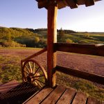 View from stairs in front of the Old Log Barn at Historic Reesor Ranch